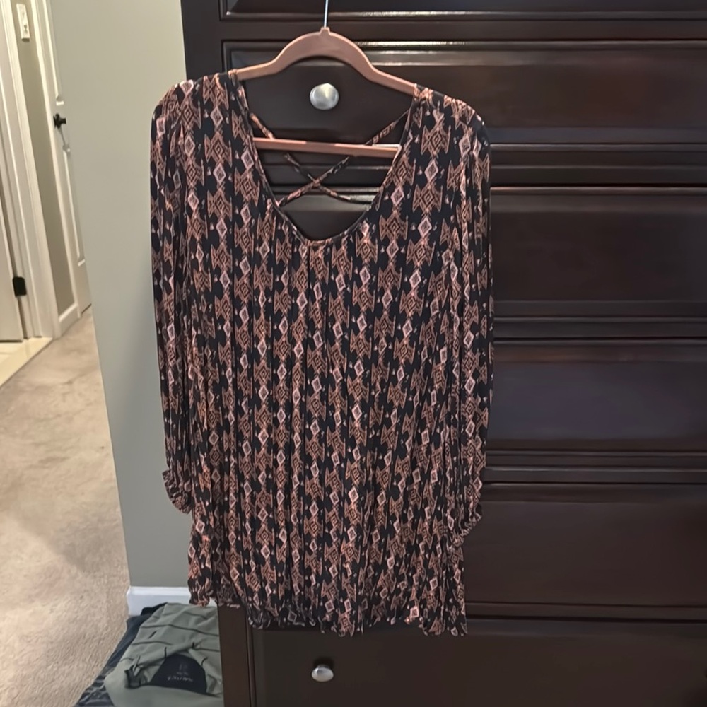 Black and Pink Patterned Blouse